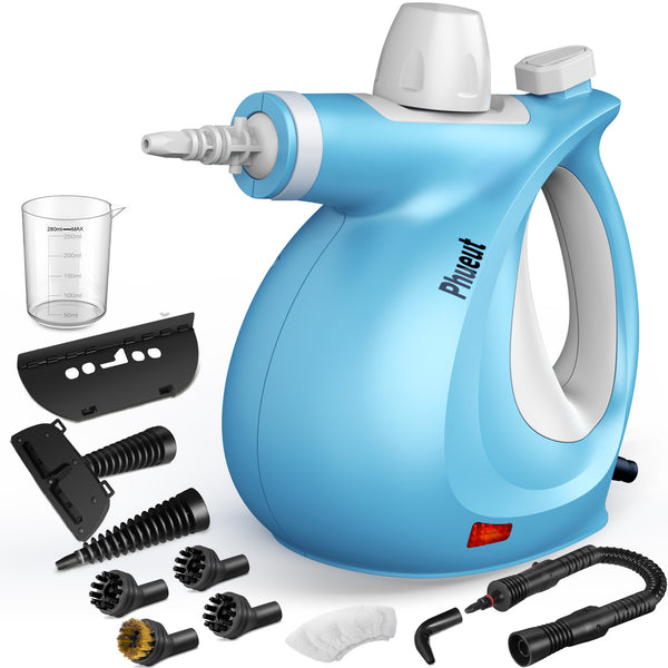 Pressurized Handheld Multi-Surface Natural Steam Cleaner with 12 pcs Accessories, Multi-Purpose Steamer for Home Use, Steamer for Cleaning Floor, Upholstery, Grout and Car (Blue)